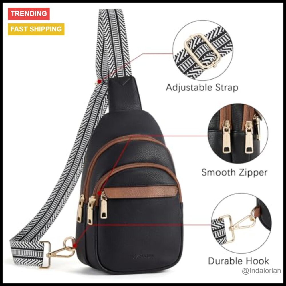 Small Leather Sling Bag Crossbody Fanny Pack Minimal Chic Travel Essentials - Picture 6 of 7